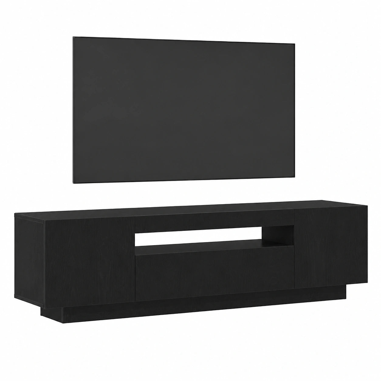 Mueble de TV Negro 160 cm - Almacenamiento Moderno para Sala de Estar
