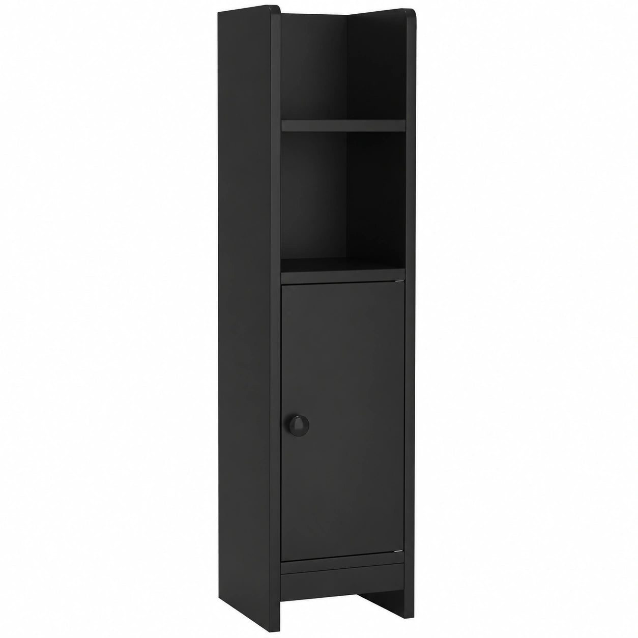 Armario de Baño Estrecho con Puerta y Estantes Ajustables, 18 x 20 x 80 cm, para Baño y Dormitorio, Color Negro
