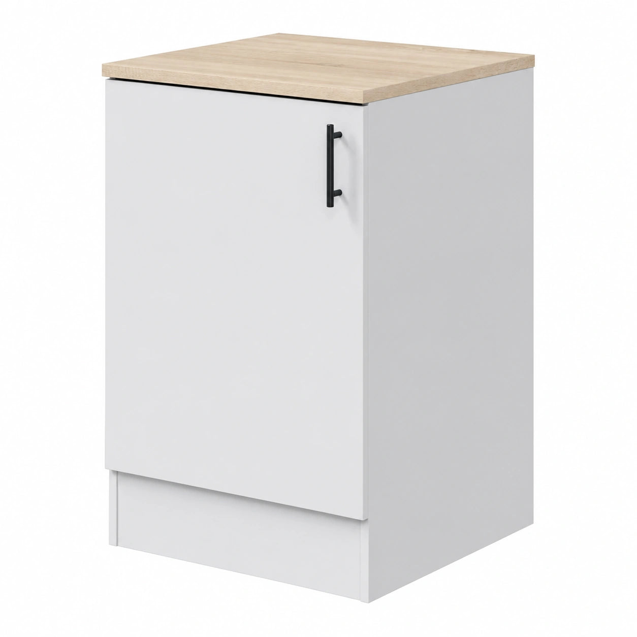 Armario de Cocina 60 cm con Puerta Reversible y Estante Ajustable, Blanco Brillo y Roble