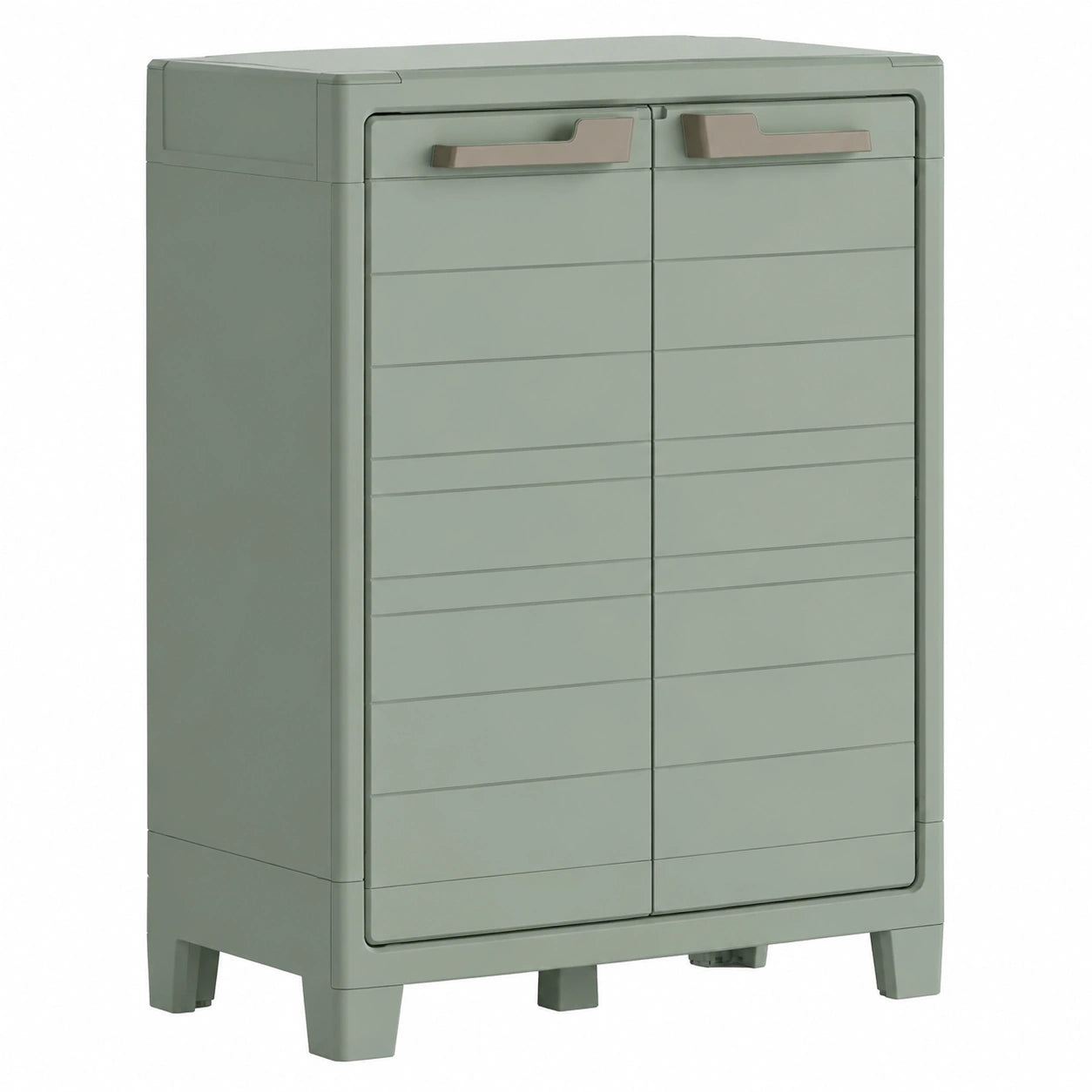 Armario Exterior Keter Planet Bajo Verde - Resistente al Agua con Estantes Ajustables