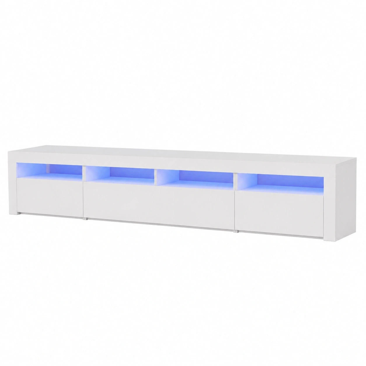 IKAYAA Mueble TV con LED, Armario Bajo Moderno, Blanco, 240cm