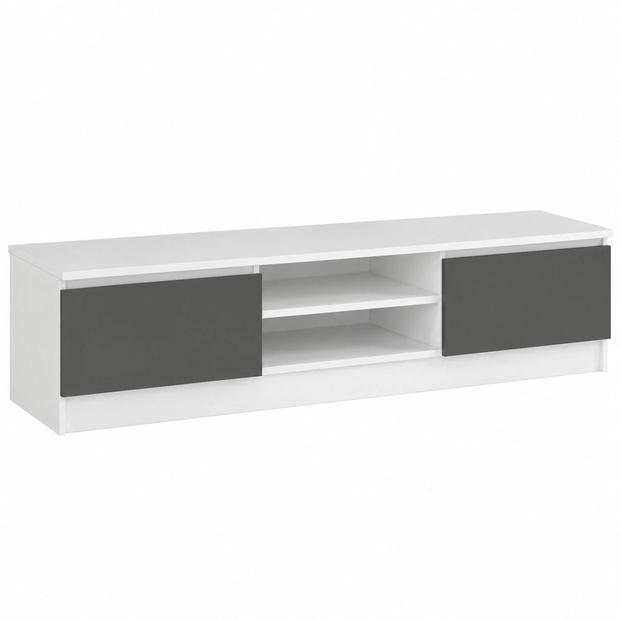 Centro de Entretenimiento Moderno Blanco con Puertas Grafito y Estantes