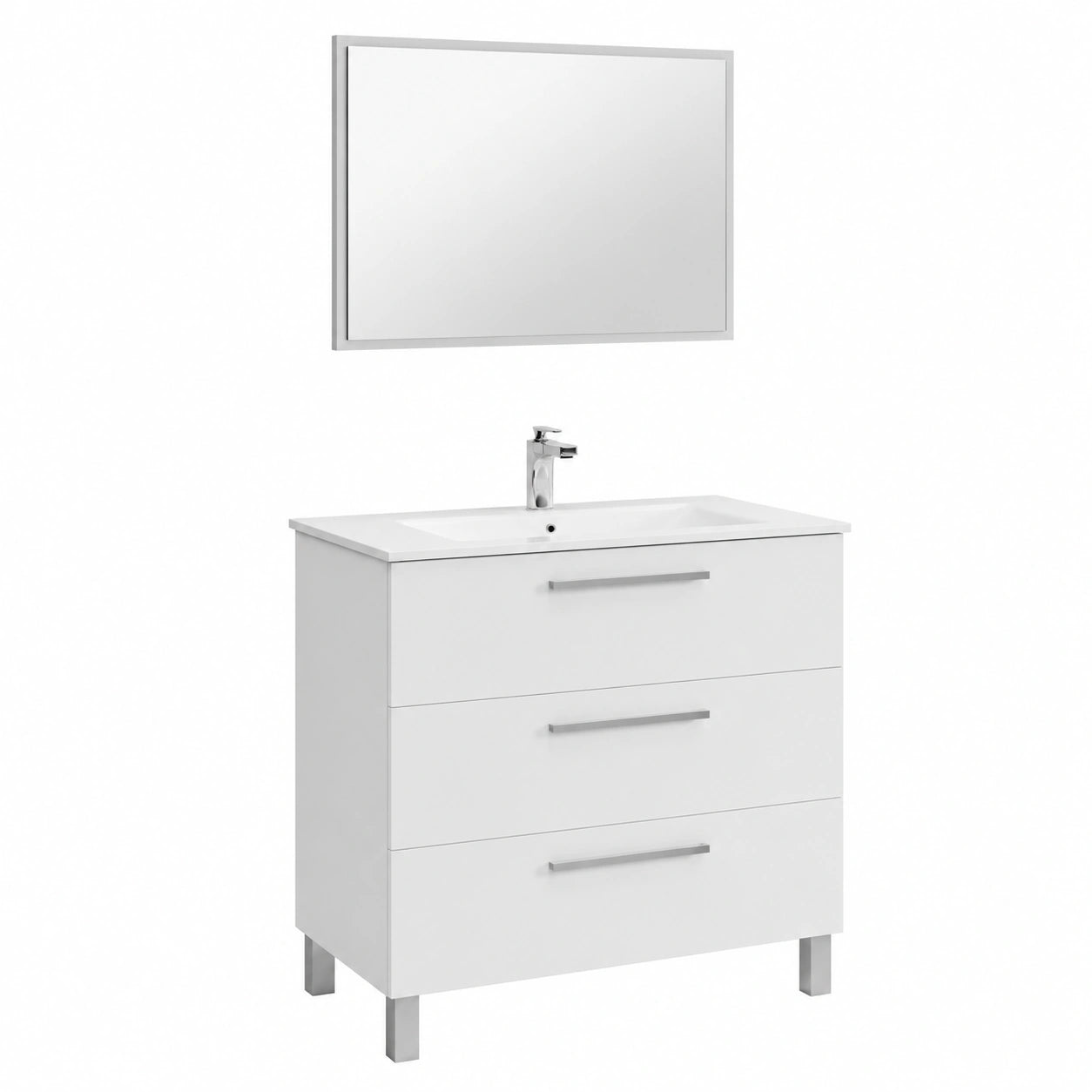 ARKITMOBEL - Tocador de Baño Athena con Espejo y Cajones Blancos, 80x86x45 cm
