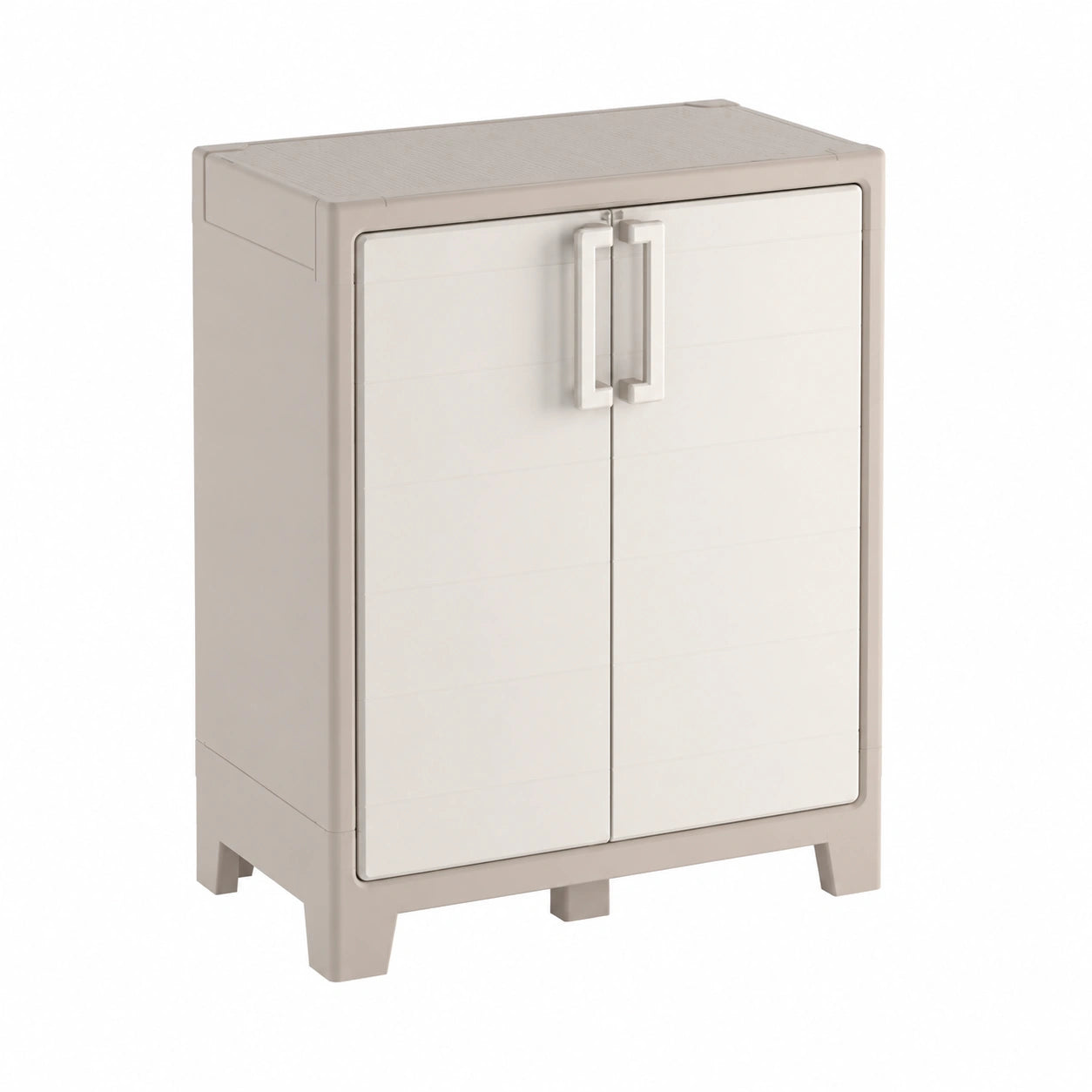 Armario de Resina Keter Gulliver Bajo para Interior y Exterior con Puertas Estancas y Baldas Regulables, Beige 80x44x100 cm