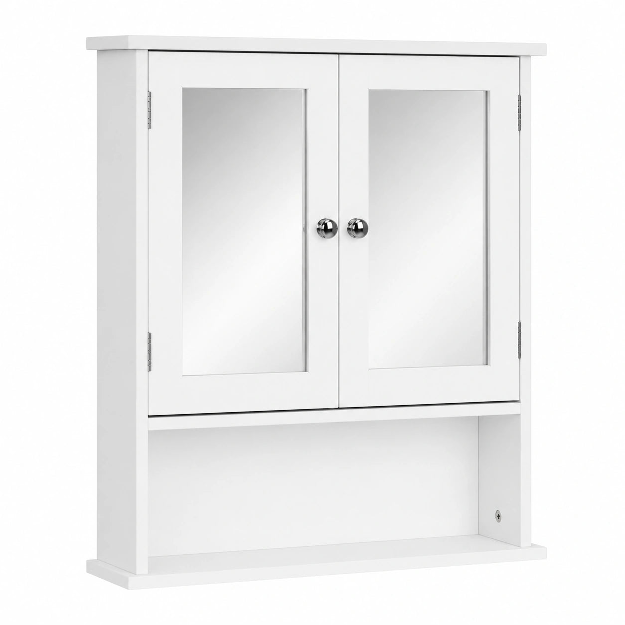 Armario de Baño con Espejo y Puertas Dobles Blanco 56x13x58cm