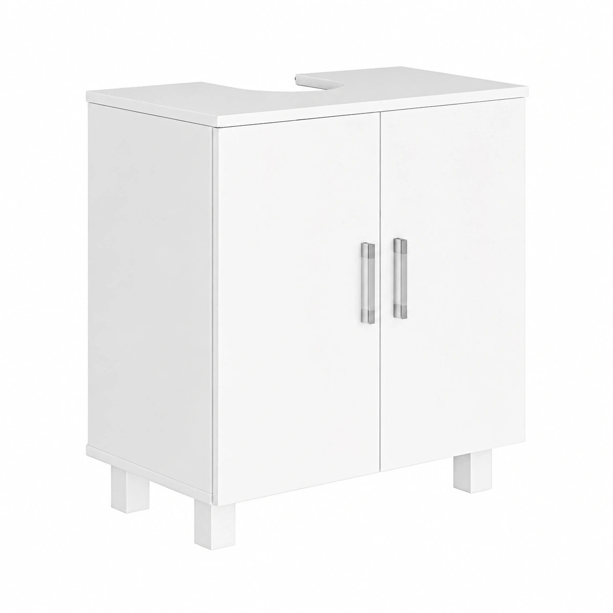 Armario de Baño HOMCOM con Almacenamiento, 2 Puertas y Sistema Antivuelco, 60x35x60 cm, Blanco