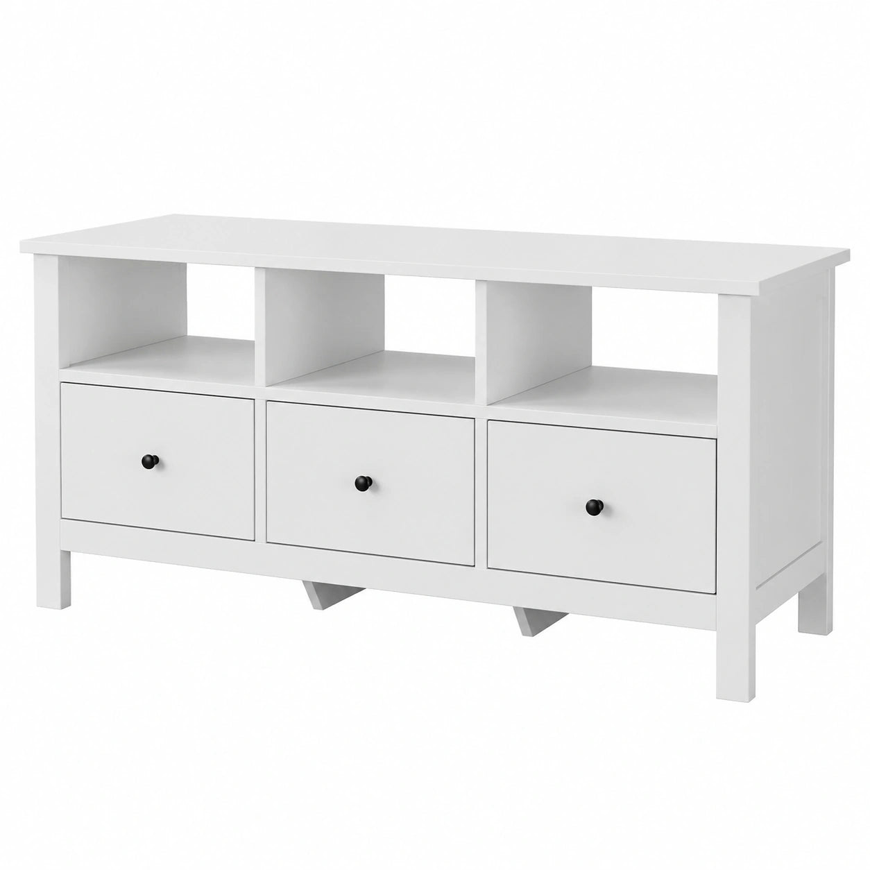 Mueble de Televisión Nórdico con Cajones, Blanco, 108x40x50cm