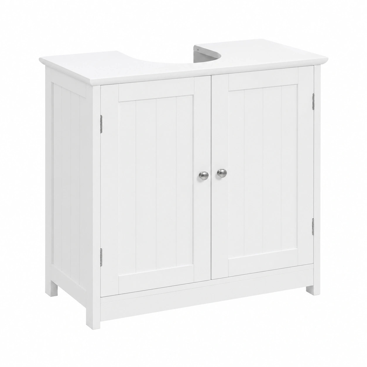 Mueble de Baño Bajo de Madera Blanca con Puertas y Estantes, 60x60x30 cm