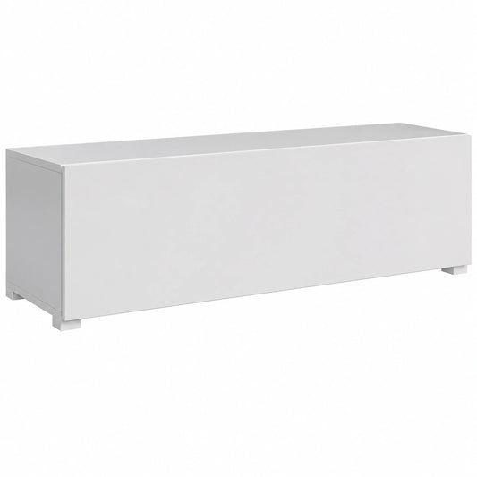 Mueble de TV Moderno Aitana M1 con Puerta Brillante y Estructura Mate, Blanco 120x32x40 cm
