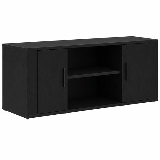 Mueble de TV Moderno de Roble Negro 100x35x40 cm, Gabinete Elegante con Almacenamiento