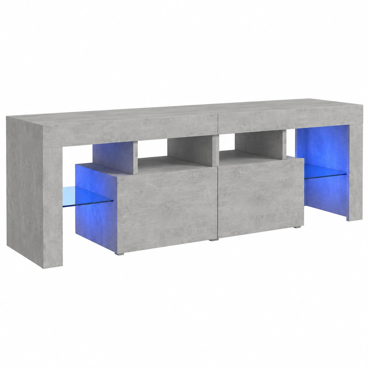 Mueble de TV con Iluminación LED, Armario y Estante Gris de 140 cm