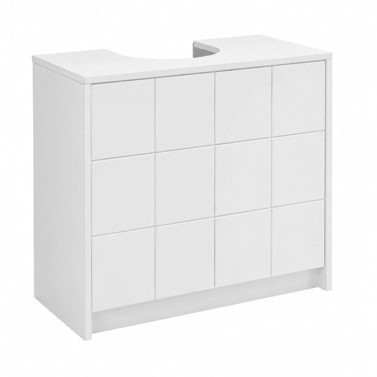 Mueble de baño blanco con estante ajustable y diseño cuadriculado