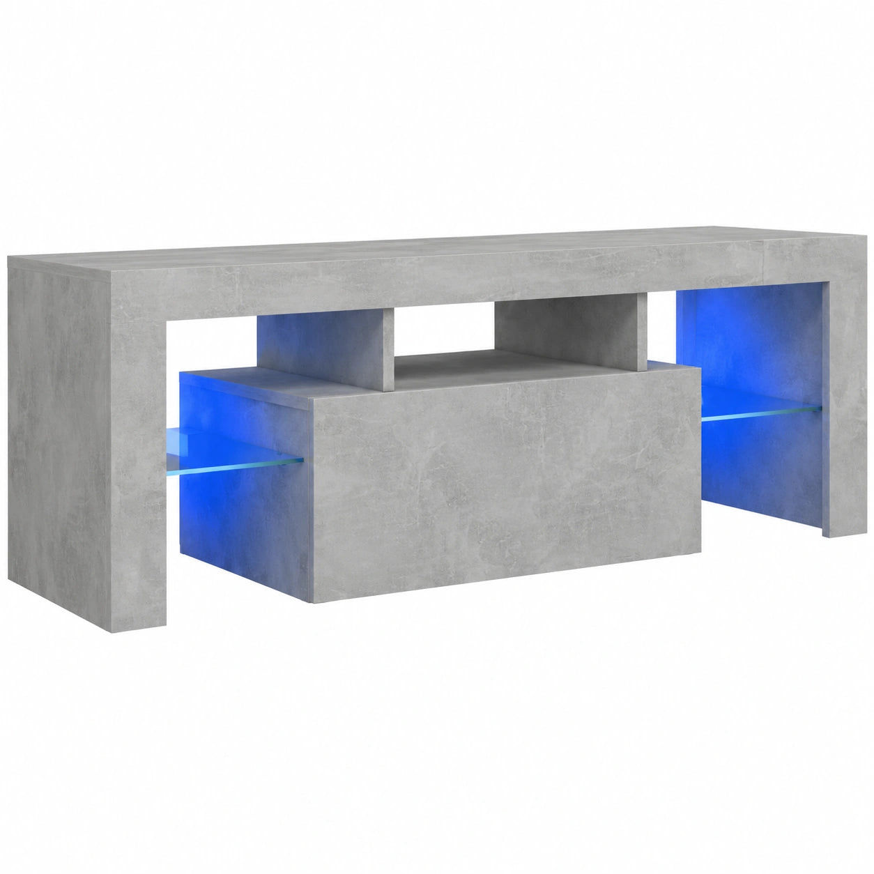 Mueble de TV con LED, Estantería y Armario, Decoración Moderna, Gris Hormigón, 120x35x40 cm