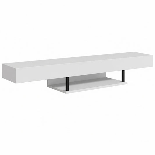 Mueble de TV Colgante Aydin Blanco Mate para Salón Moderno, 150x22x29.6 cm