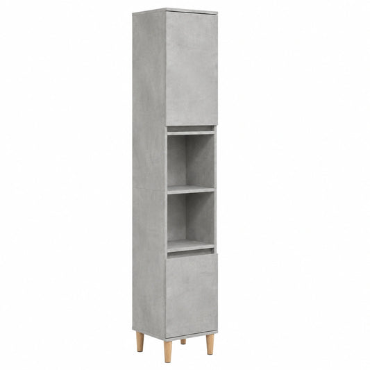 Armario Alto para Baño de Madera Gris Concreto 30x30x190 cm