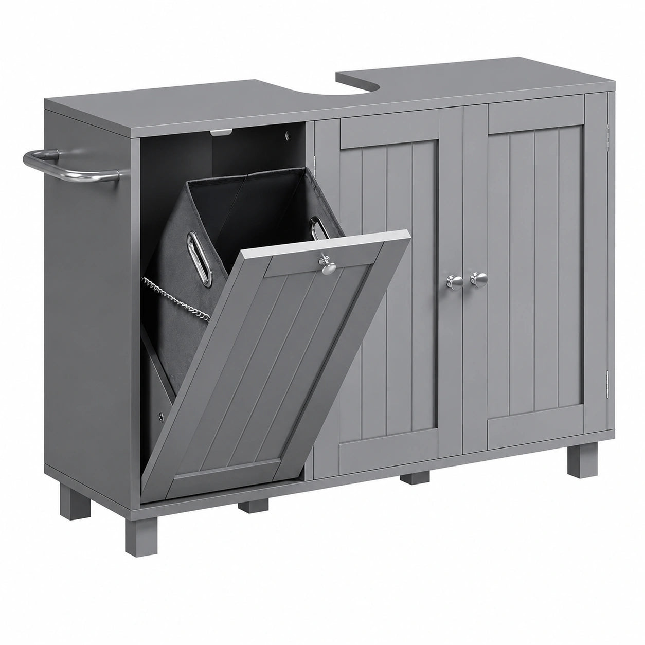 Armario Bajo Lavabo con Cestos para Ropa Yaheetech, 90x30x62,5 cm, Gris
