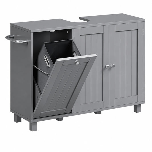 Armario Bajo Lavabo con Cestos para Ropa Yaheetech, 90x30x62,5 cm, Gris