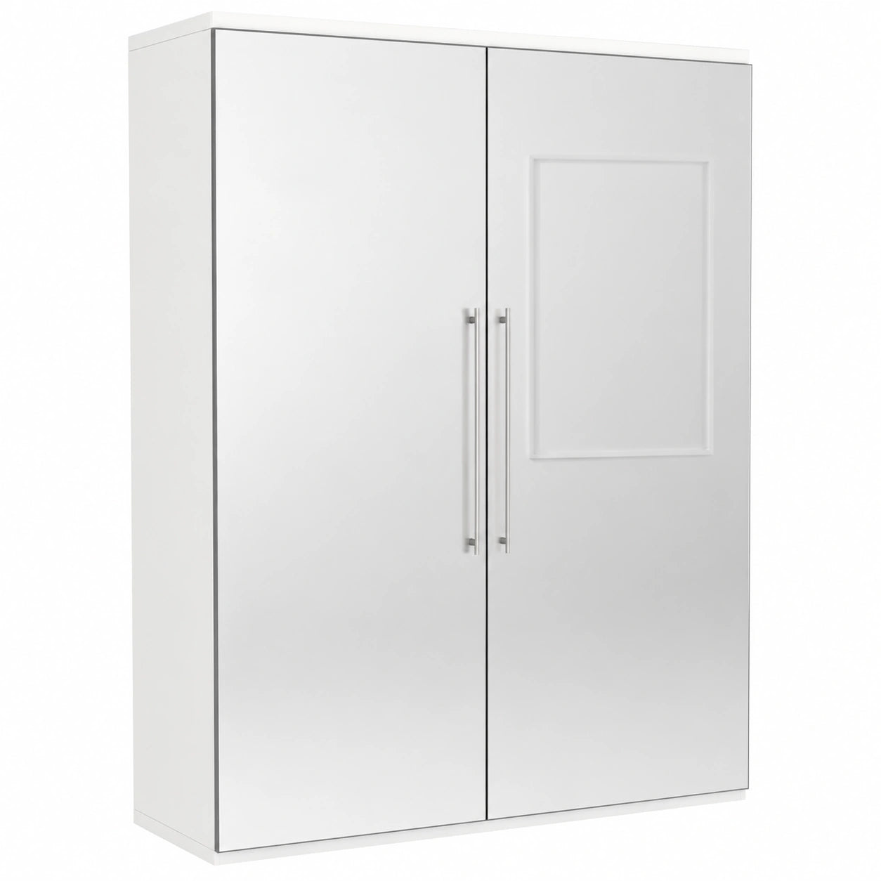 Armario de Baño con Espejo y Puertas Dobles, Montaje en Pared, Blanco