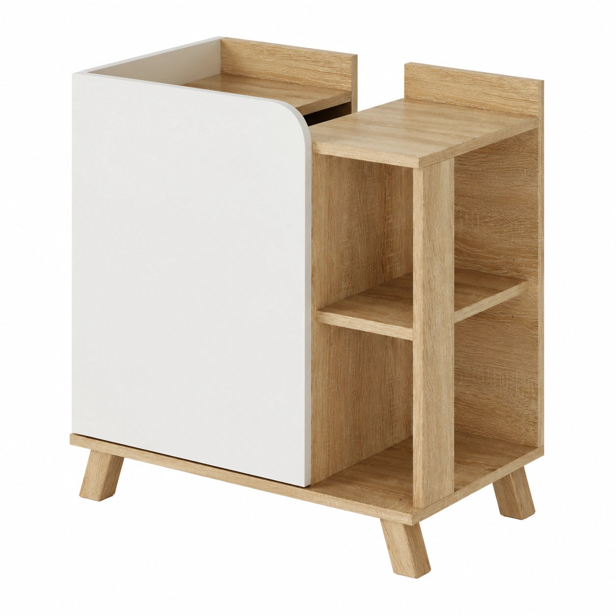 Armario de Baño Vicco Karen, Sonoma/Blanco, 60 x 65 cm, Puerta y Compartimentos, Recorte para Sifón