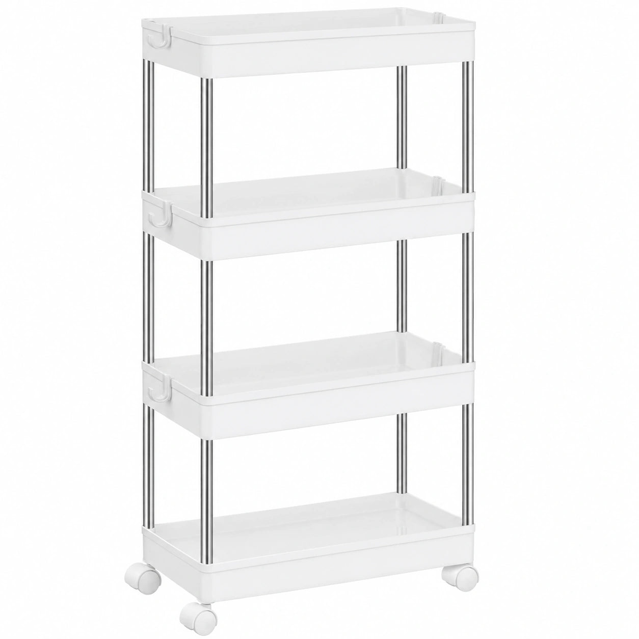 Carrito de Almacenamiento SONGMICS 4 Niveles con Ruedas, Versátil para Cocina, Baño y Oficina, 14,4 x 42 x 86 cm, Blanco