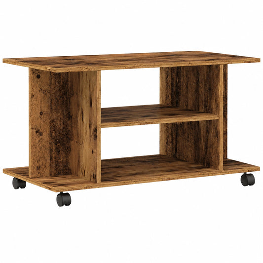 Mueble de TV con Ruedas de Madera Reciclada 80x40x45 cm