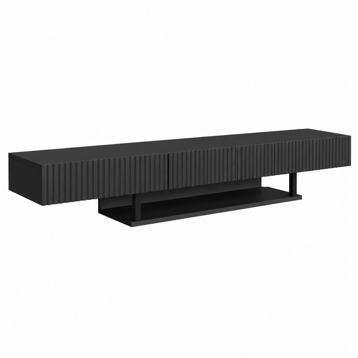 Elegante Mueble de TV Colgante Negro 150cm para Salón Moderno