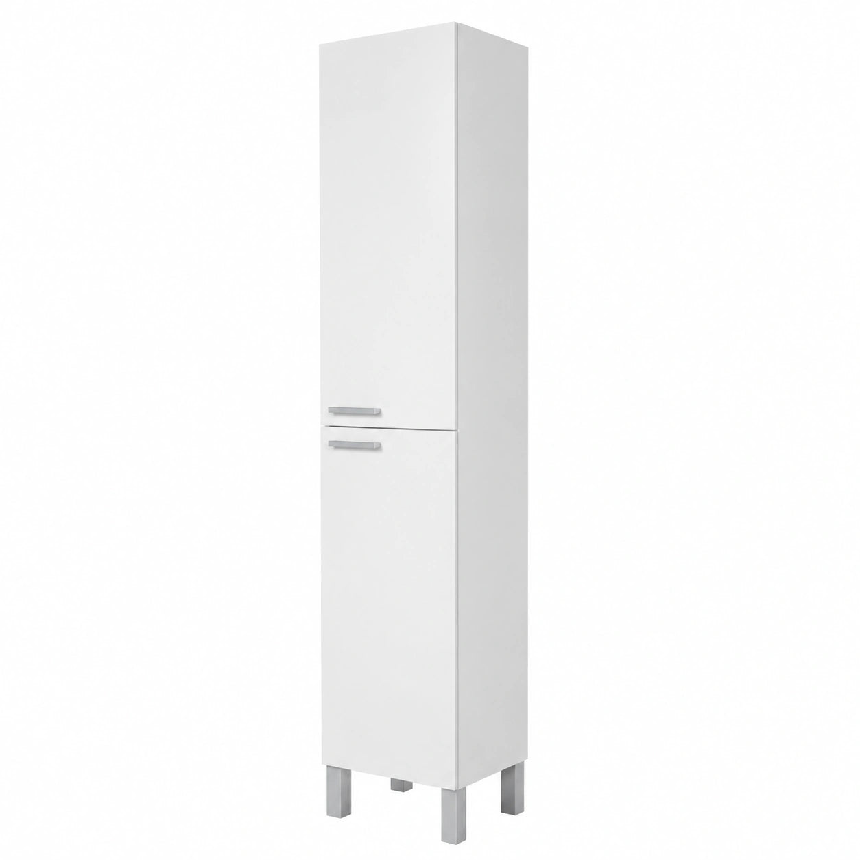 Columna de Baño Alta Blanca con 2 Puertas, 4 Patas, 30x182x25 cm