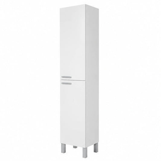 Columna de Baño Alta Blanca con 2 Puertas, 4 Patas, 30x182x25 cm