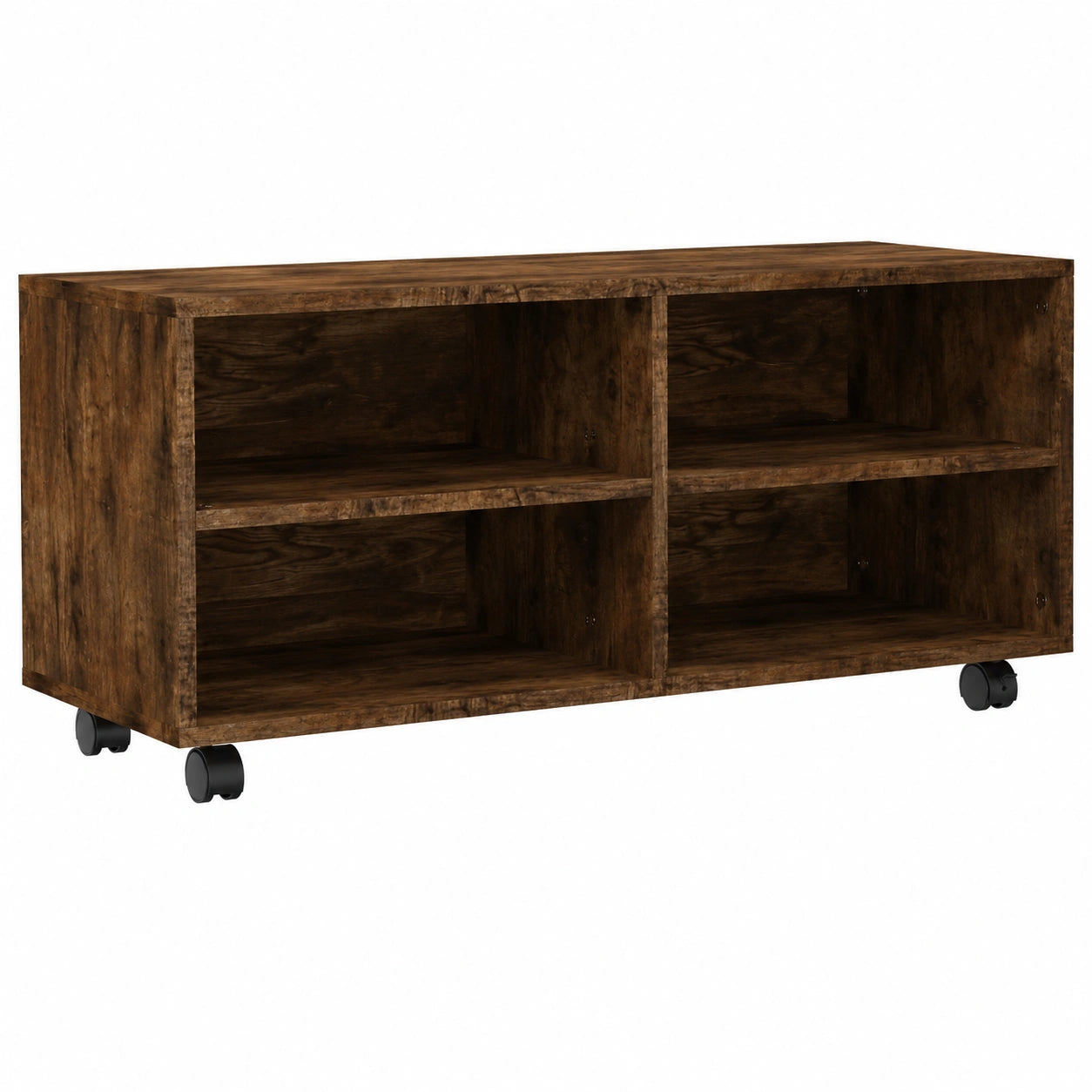 Mueble de TV con Ruedas de Madera de Roble Ahumado 90x35x35 cm