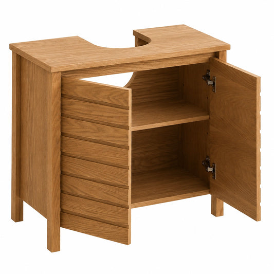 Armario Bajo para Lavabo de Pedestal en Madera de Fresno de 60 cm