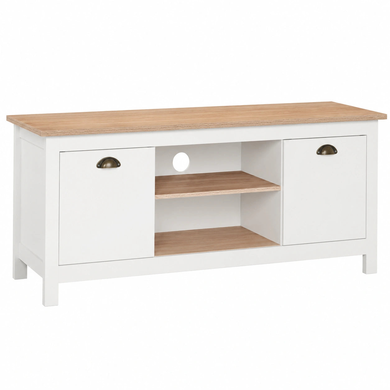 Mueble de TV Vintage de Madera y Blanco de 113 cm - Estilo Retro
