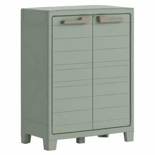 Armario Exterior Keter Planet Bajo Verde - Resistente al Agua con Estantes Ajustables