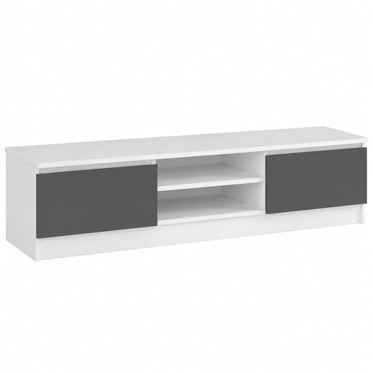 Centro de Entretenimiento Moderno Blanco con Puertas Grafito y Estantes
