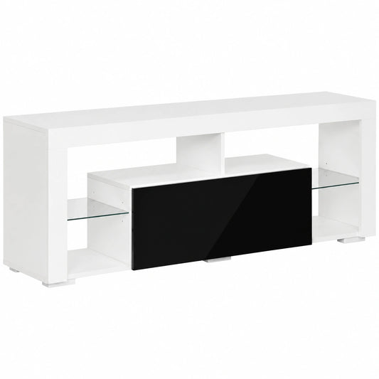 Mesa de Televisor HOMCOM con LED, Para TVs hasta 55'' con Almacenamiento