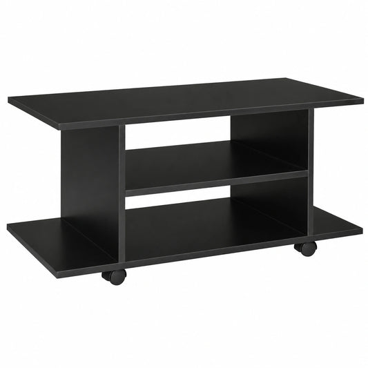 Mesa para TV HOMCOM con Ruedas y Estantes, Acabado en Melamina, 80x40x40 cm, Negro