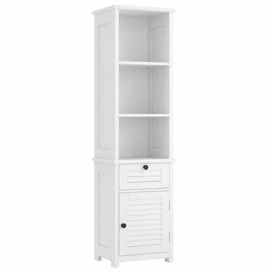 Armario Alto Multifuncional Xbro con Estantes Ajustables y Cajón, Blanco