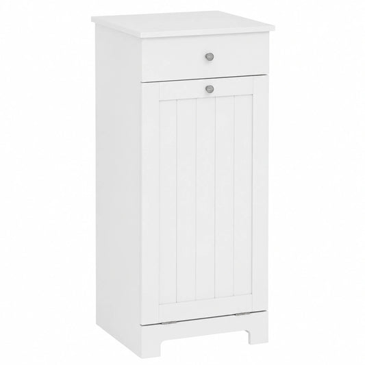 Armario de Baño Multifuncional con Cesto Abatible y Cajón, Blanco