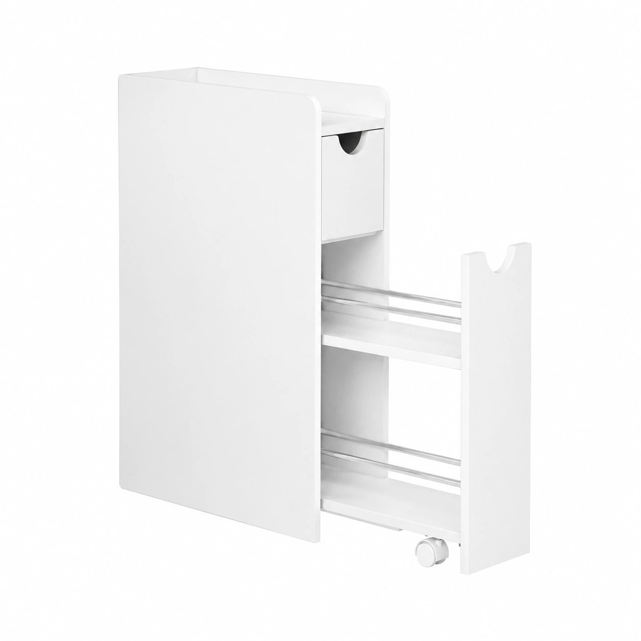 EUGAD Mueble de Baño con Cajones y Ruedas, Armario Multifuncional Vertical, Almacenamiento Estrecho, Color Blanco
