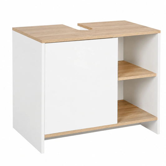 Mueble de Baño Moderno con Almacenamiento 77x45x60 cm Blanco y Madera