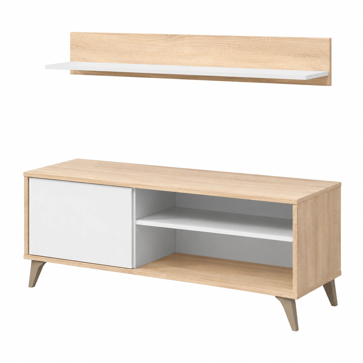 Mueble de Televisión Kikua Plus Blanco y Roble