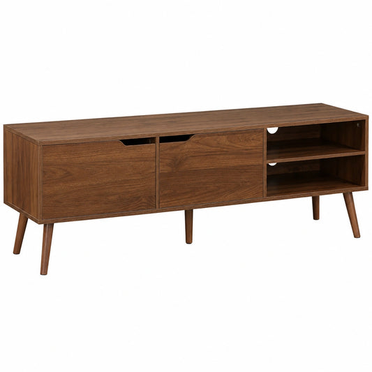 Mueble de TV de Madera de Nogal con 2 Puertas y Estante de 160cm - Alice's Home