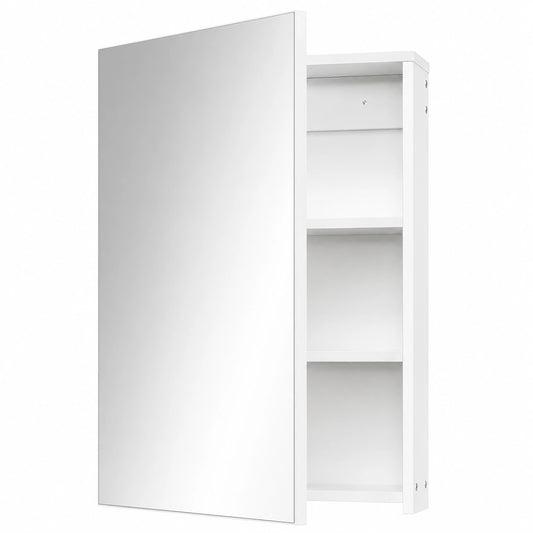 Armario de Baño Blanco con Espejo y Estantes Ajustables, 45x60 cm