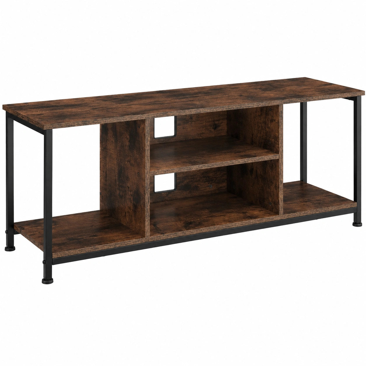 Mesa de TV de Estilo Industrial con Madera y Acero, tectake® - 120x40x50,5 cm, Acabado Rústico